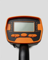 Détecteur de métaux Ordetect Initiation, gros plan du boîtier de commande orange avec écran LCD et boutons