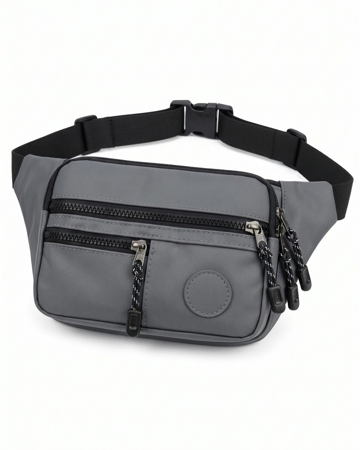 Sacoche ceinture de prospection Ordetect grise, deux poches zippées avant et sangle noire à clip, sur fond blanc