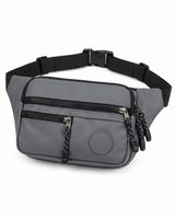 Sacoche ceinture de prospection Ordetect grise, deux poches zippées avant et sangle noire à clip, sur fond blanc